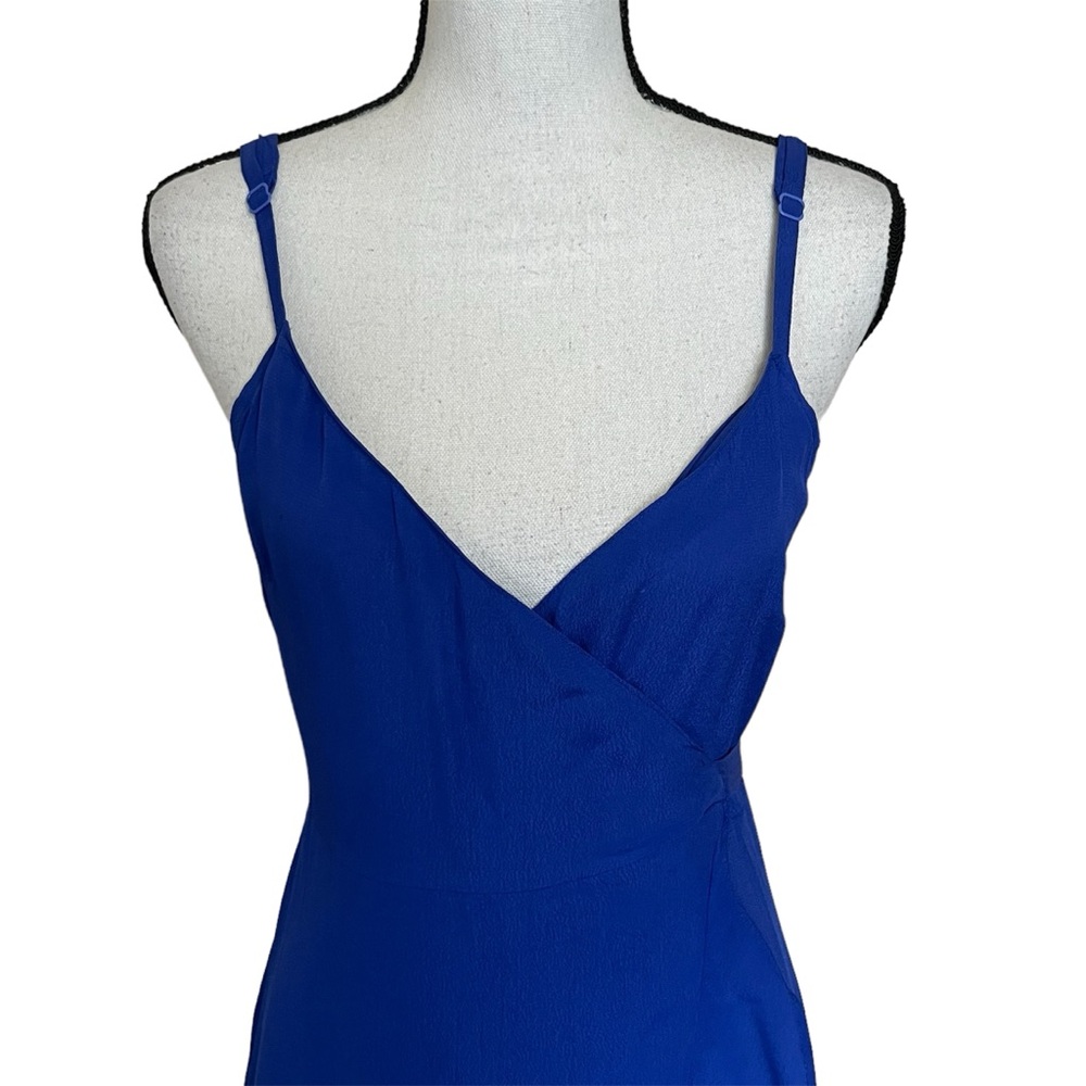 ASOS Blue Ruffle Maxi Wrap Dress Sleeveless Spaghetti Strap Womens Size 4 - Picture 5 of 12